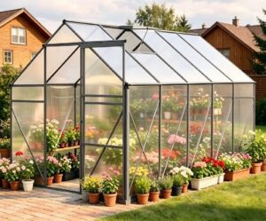 Теплица из поликарбоната Hobby (тёмный каркас)